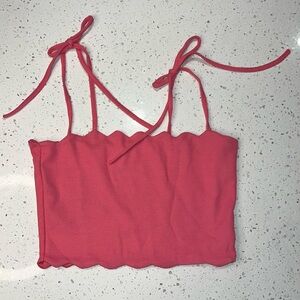 Zara Pink Tie Shoulder Crop Top